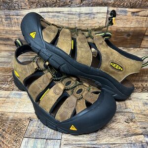 KEEN Newport Bison Brown Leather Men’s Sz 8.5 Waterproof Hiking Sandal EXCELLENT
